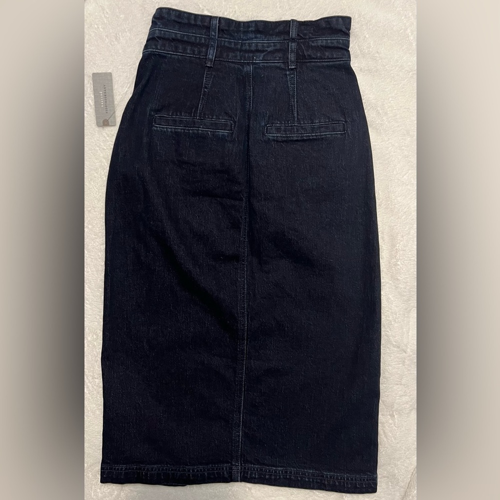 Anthro Pilcro Letterpress Asymmetrical Double Waist Denim Skirt Size 0 NWT - Picture 3 of 5